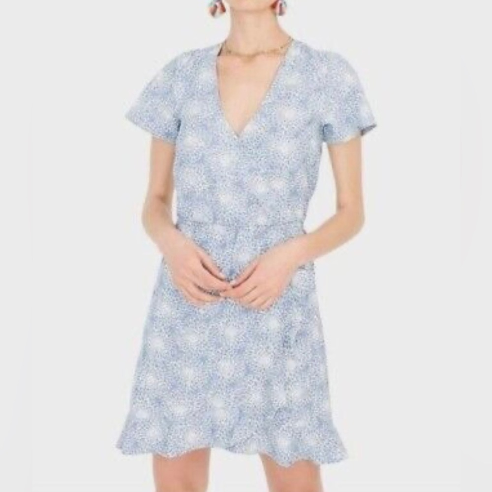 J. Crew Mercantile Printed Chambray Ruffle Faux-Wrap Dress Floral